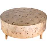 Billie Round Coffee Table in Light Brown Burl Wood