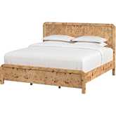 Cora King Panel Bed in Light Brown Burl Wood