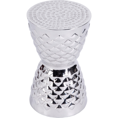 Hudson Drum End Table in Polished Silver Aluminum