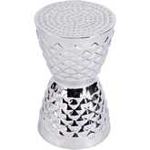 Hudson Drum End Table in Polished Silver Aluminum