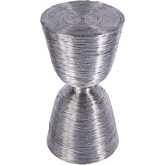 Angelo Drum End Table in Polished Silver & Gold Fleck