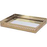Lamont Serving Tray in Polished Gold Stainless Steel & Glass