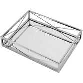 Cosgrove Serving Tray in Polished Silver Stainless Steel & Glass