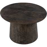 Hattie 23.5" Round Drum Coffee Table in Gray Wash Antique Walnut Brown