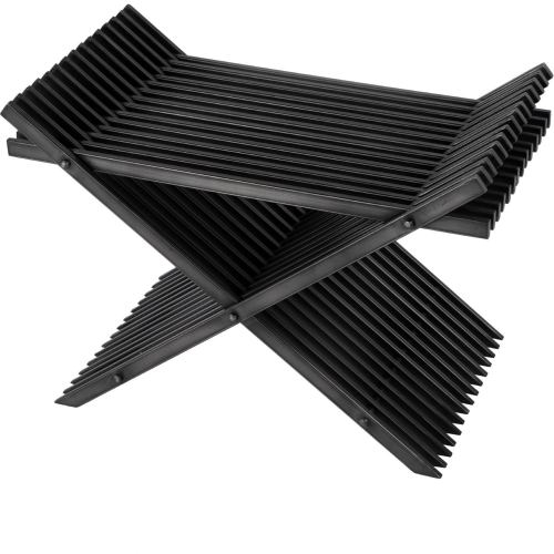 Lucan X Base Slatted Stool in Black Iron