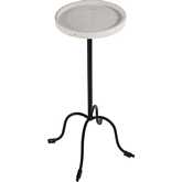 Berlin 10" Round Side Table in White Marble & Black Iron