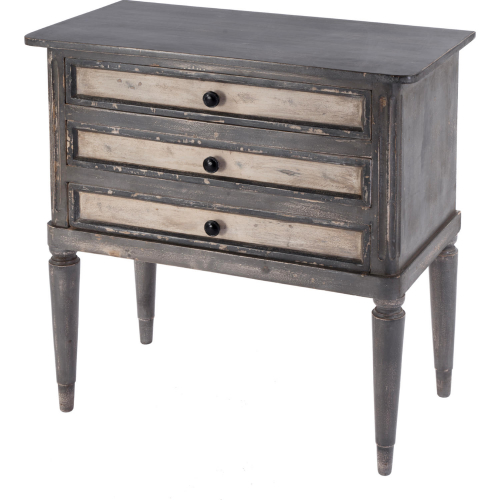 Primrose 30" Wood 3 Drawer Chest in Distressed in Gray & Cream