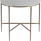 Evelyn 36.5" Demilune Console Table in Polished White Marble & Brass
