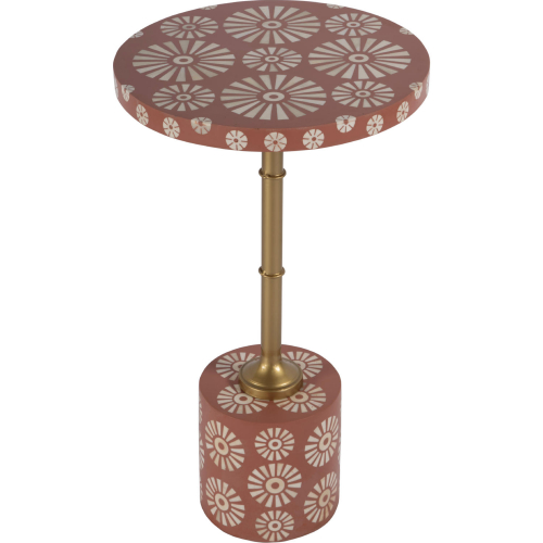 Bethel 14" Round Side Table in Pink, Inlay & Gold Iron