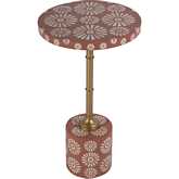 Bethel 14" Round Side Table in Pink, Inlay & Gold Iron