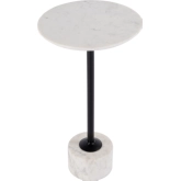 Graham Round Side Table in White Marble & Black Iron