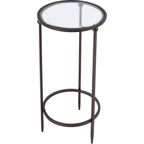 Lola 11" Round Side Table in Glass & Black Metal