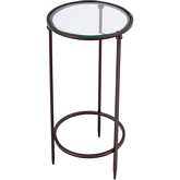 Lola 11" Round Side Table in Glass & Black Metal