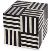 Zuri 15" Square Low Bunching Table in Black & White Inlay