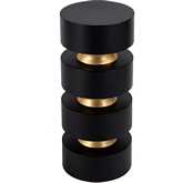 Zola 10" Round Side Table in Black Iron, Wood & Gold