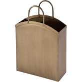 Gia 12" Metal Magazine Basket in Antique Gold Stainless Steel