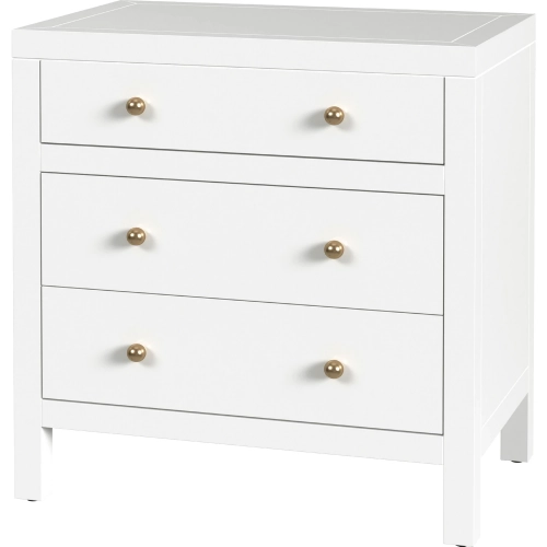 Nora 25" 3 Drawer Nightstand in Smooth White Wood
