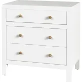 Nora 25" 3 Drawer Nightstand in Smooth White Wood