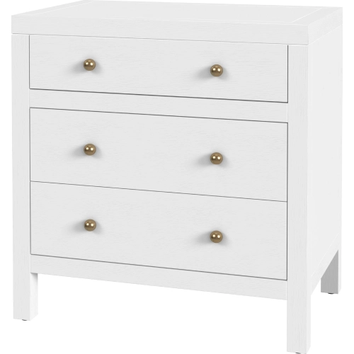 Nora 25"W 3 Drawer Nightstand in White Finish Wood