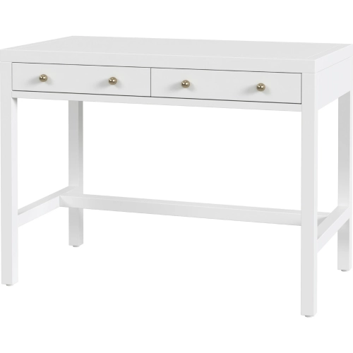 Nora 40" 2 Drawer Writing Desk in Smooth White Wood