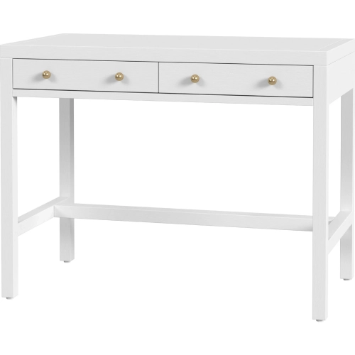 Nora 40"W 2 Drawer Writing Desk in White Finish Wood