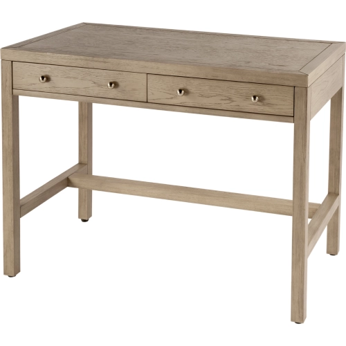 Nora 2 Drawer Writing Desk in Light Brown Finish Wood