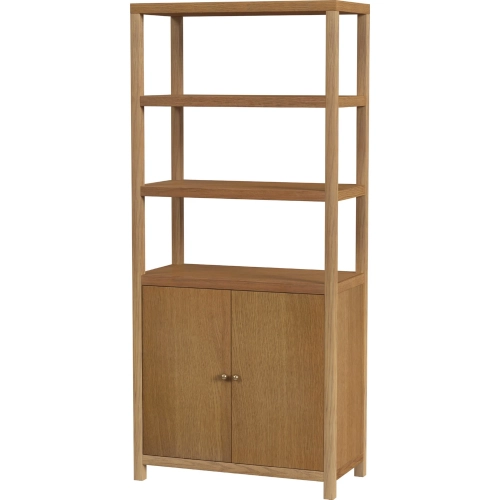 Nora 72"H 3 Tier Etagere Bookcase in Natural Finish Wood