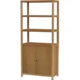 Nora 72"H 3 Tier Etagere Bookcase in Natural Finish Wood