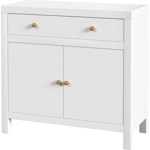 Nora 31" 1 Drawer 2 Door Accent Cabinet in Smooth White Wood
