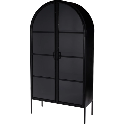 Worthington 77"H Accent 2 Door Storage Cabinet in Black Iron & Glass