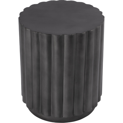 Ava 15" Round Fluted Side Table in Distressed Gray Iron