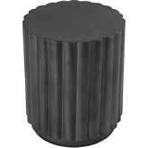 Ava 15" Round Fluted Side Table in Distressed Gray Iron