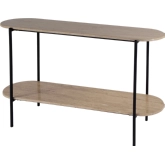 Rinaldi Console Table in Elongated Natural Marble & Black Iron