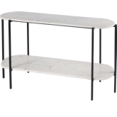 Renaldo Console Table in Elongated White Marble & Black Iron