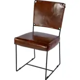 Nevin Dining Chair in Brown Leather & Black Iron