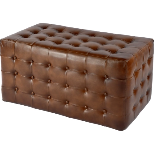Kingston 36" Bench in Tufted Brown Leather