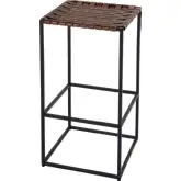 Lowell 30" Backless Bar Stool with Footrest in Brown Leather & Black Iron