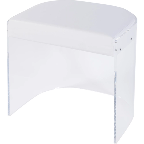 Solara 20"H Accent Stool in Clear Acrylic & White Leatherette