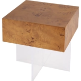 Corsica 20"W Square Side Table in Wood Finish & Clear Acrylic