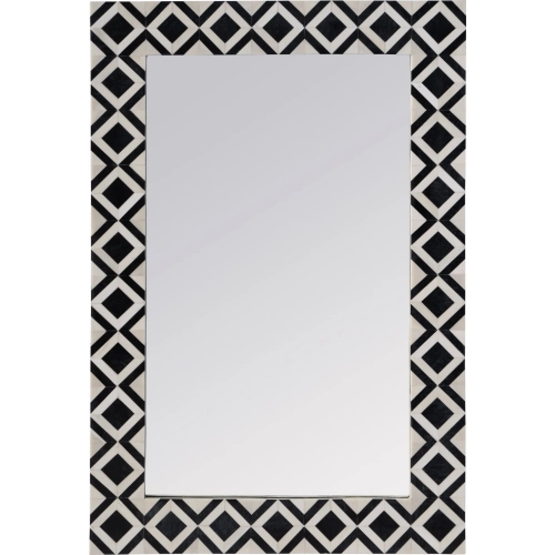 Verona 24"W x 36"H Wall Mirror in Black & White Geometric