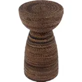 Bagshawe 13"W Round Drum Side Table in Brown Wood & Abaca Rope