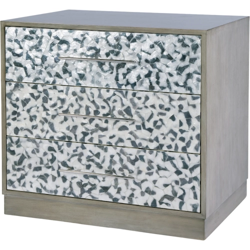 Maganda 32" 3-Drawer Chest in Gray Wood & Tortoise Capiz Shell