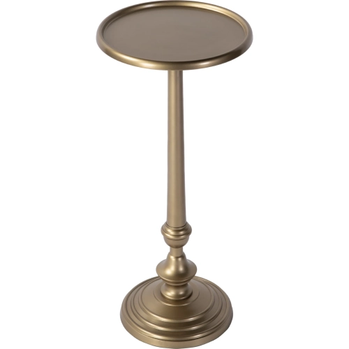 Astoria 10"W Round Pedestal End Table in Antique Gold Metal