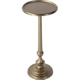 Astoria 10"W Round Pedestal End Table in Antique Gold Metal