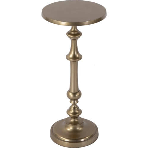 Bartel 10.25"W Round Pedestal End Table in Antique Gold Metal