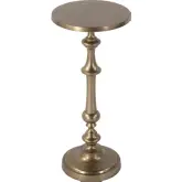 Bartel 10.25"W Round Pedestal End Table in Antique Gold Metal