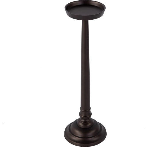 Tilly 7"W Round Pedestal End Table in Bronze Metal