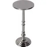 Garland 10"W Round Pedestal End Table in Silver Metal