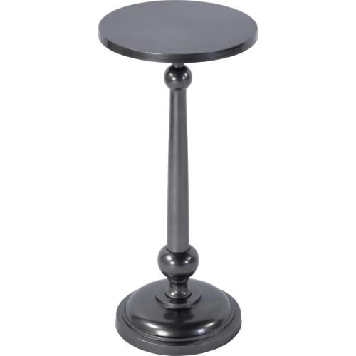 Sterling 10"W Round Pedestal End Table in Silver Metal