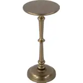 Alisa 10"W Round Pedestal End Table in Antique Gold Metal